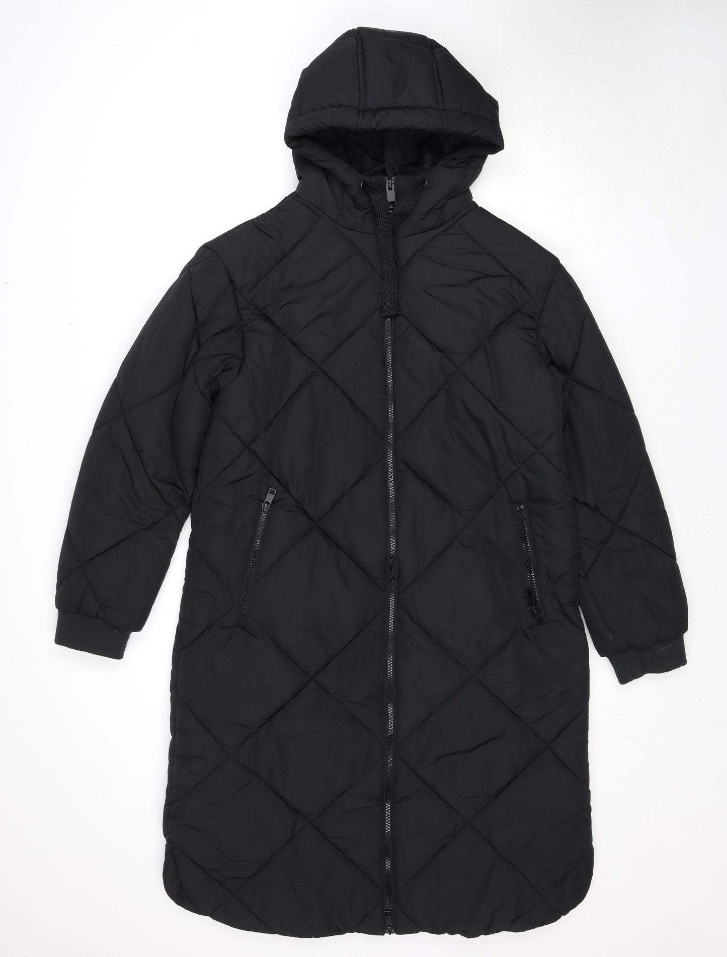Marks and Spencer Womens Black Quilted Coat Size 10 Zip
