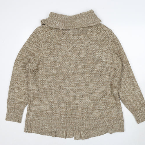 Bonmarché Womens Beige Collared Acrylic Cardigan Jumper Size L