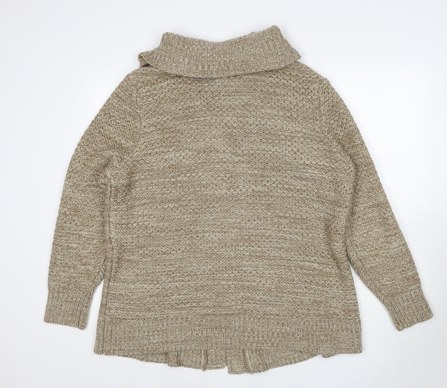 Bonmarché Womens Beige Collared Acrylic Cardigan Jumper Size L