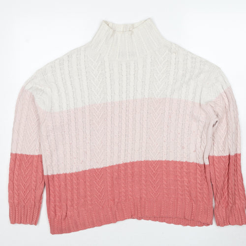 Marks and Spencer Womens Multicoloured High Neck Cotton Pullover Jumper Size M