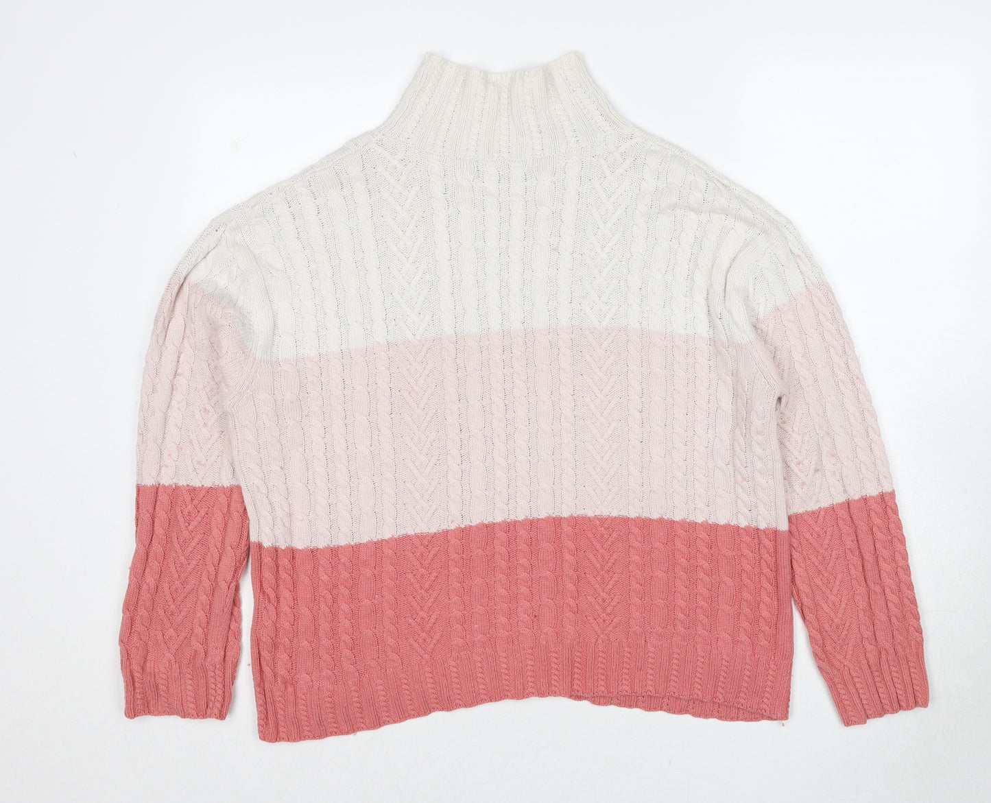 Marks and Spencer Womens Multicoloured High Neck Cotton Pullover Jumper Size M