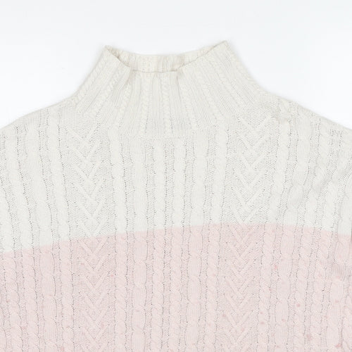 Marks and Spencer Womens Multicoloured High Neck Cotton Pullover Jumper Size M