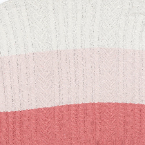 Marks and Spencer Womens Multicoloured High Neck Cotton Pullover Jumper Size M