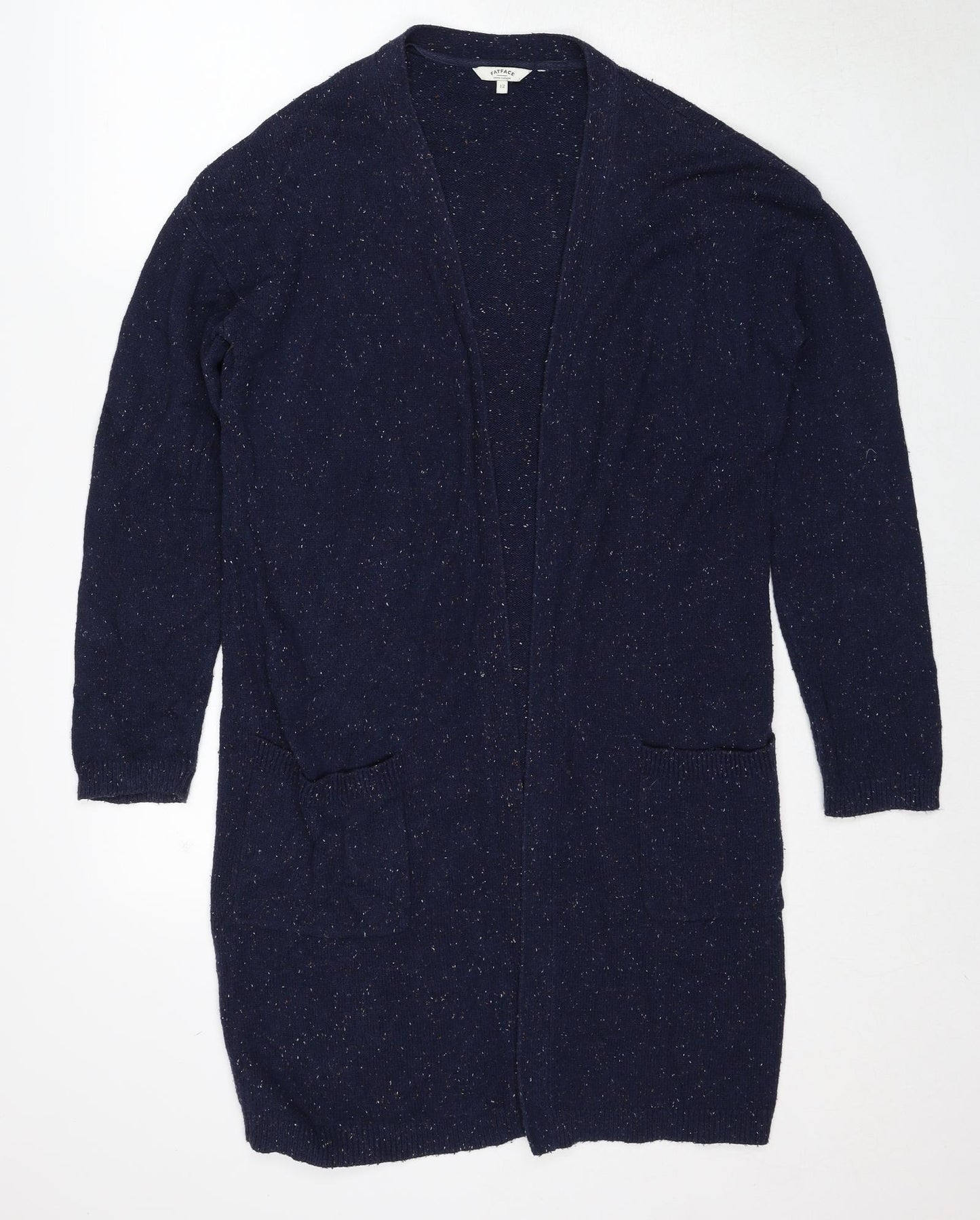 Fat Face Womens Blue V-Neck Cotton Cardigan Jumper Size 12