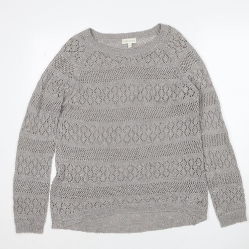Monsoon Womens Grey Round Neck Acrylic Pullover Jumper Size M