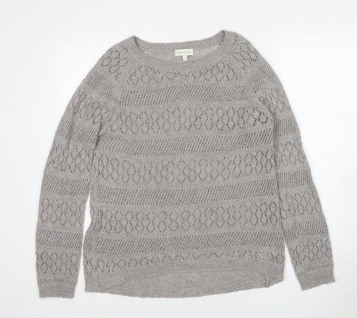 Monsoon Womens Grey Round Neck Acrylic Pullover Jumper Size M