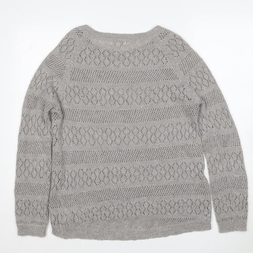 Monsoon Womens Grey Round Neck Acrylic Pullover Jumper Size M
