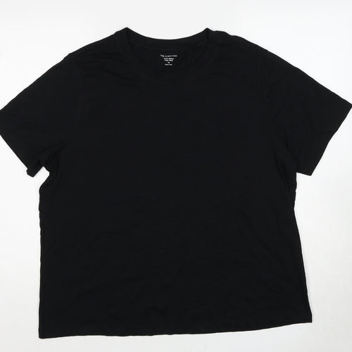 Marks and Spencer Womens Black Cotton Basic T-Shirt Size 18 Round Neck