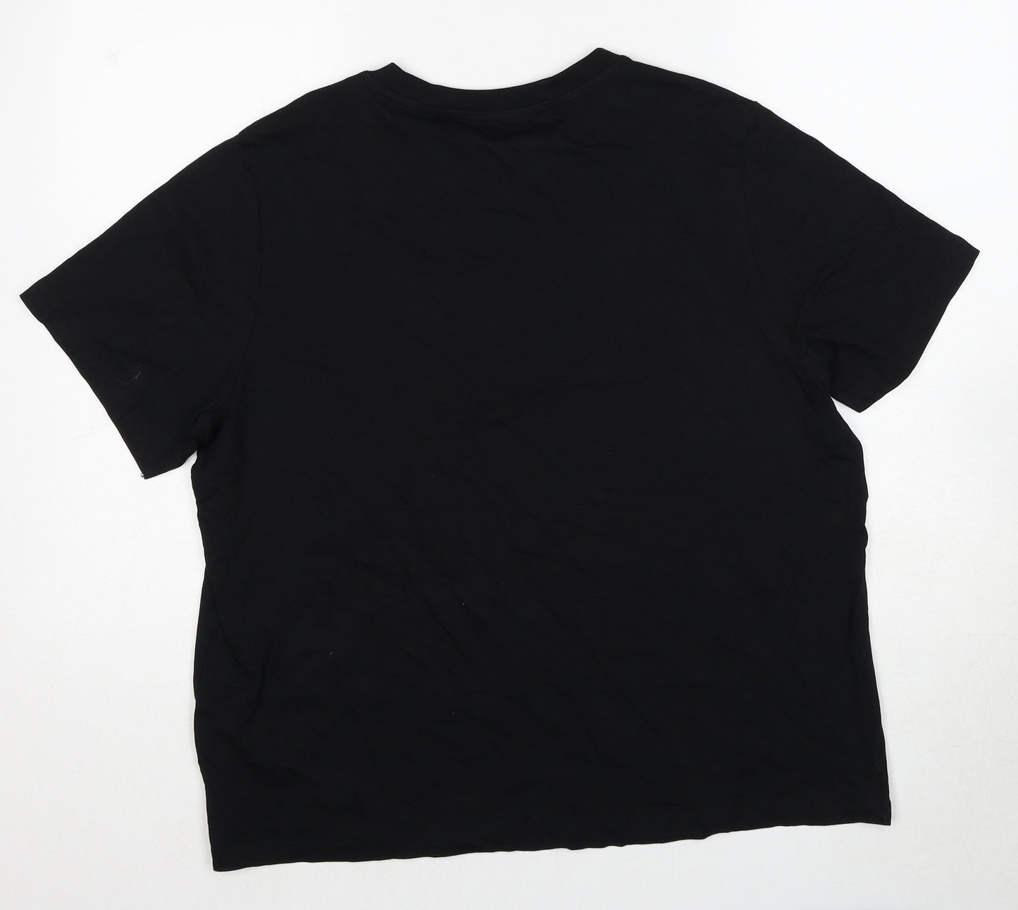 Marks and Spencer Womens Black Cotton Basic T-Shirt Size 18 Round Neck