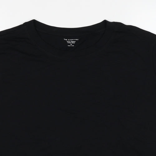 Marks and Spencer Womens Black Cotton Basic T-Shirt Size 18 Round Neck