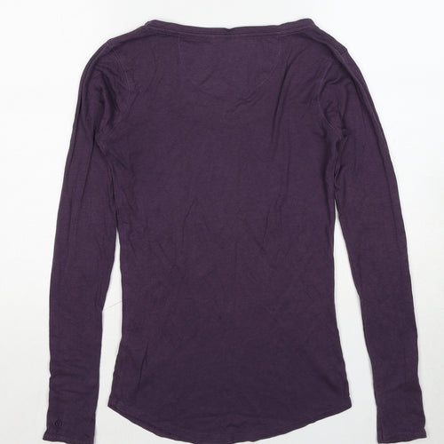 Fat Face Womens Purple Cotton Basic T-Shirt Size 6 Boat Neck