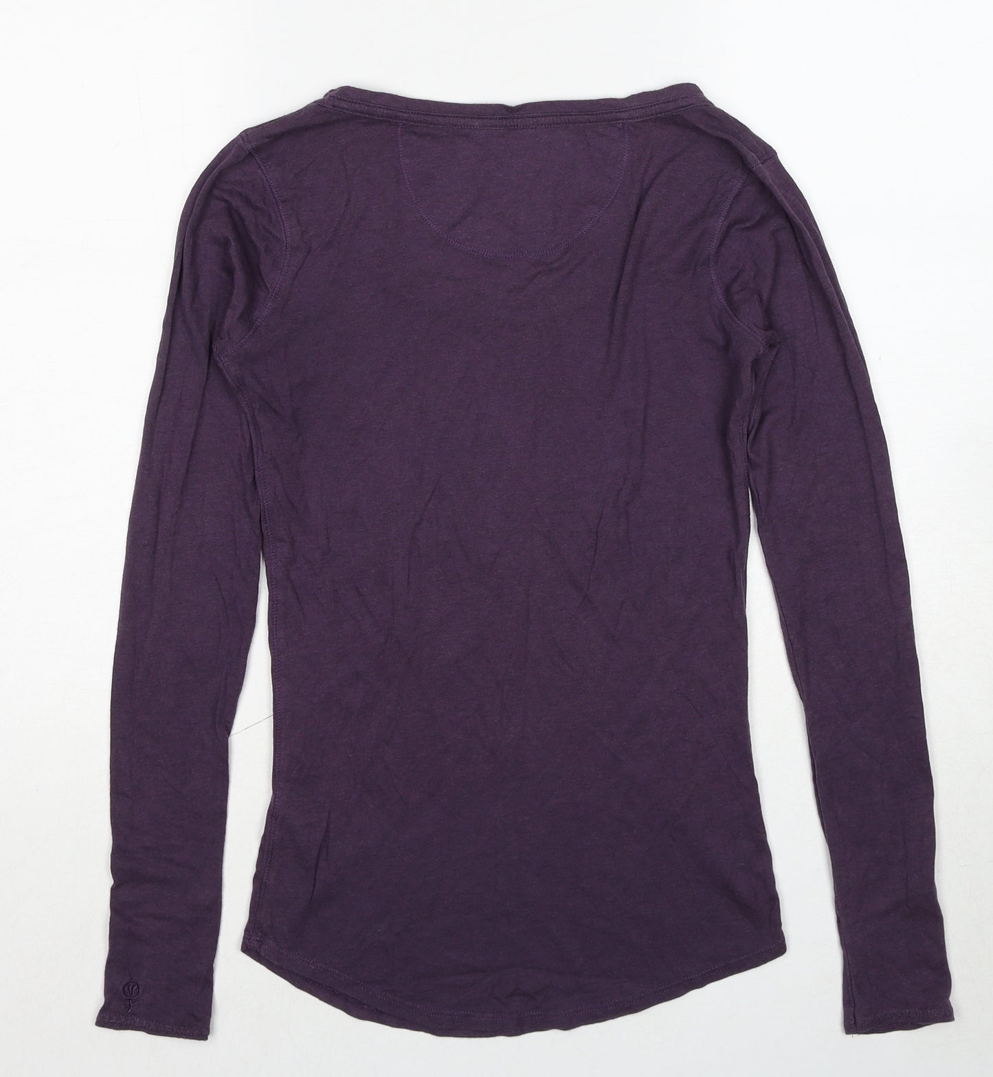 Fat Face Womens Purple Cotton Basic T-Shirt Size 6 Boat Neck