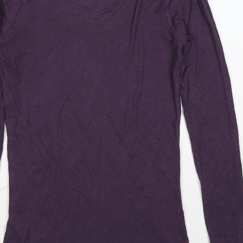 Fat Face Womens Purple Cotton Basic T-Shirt Size 6 Boat Neck