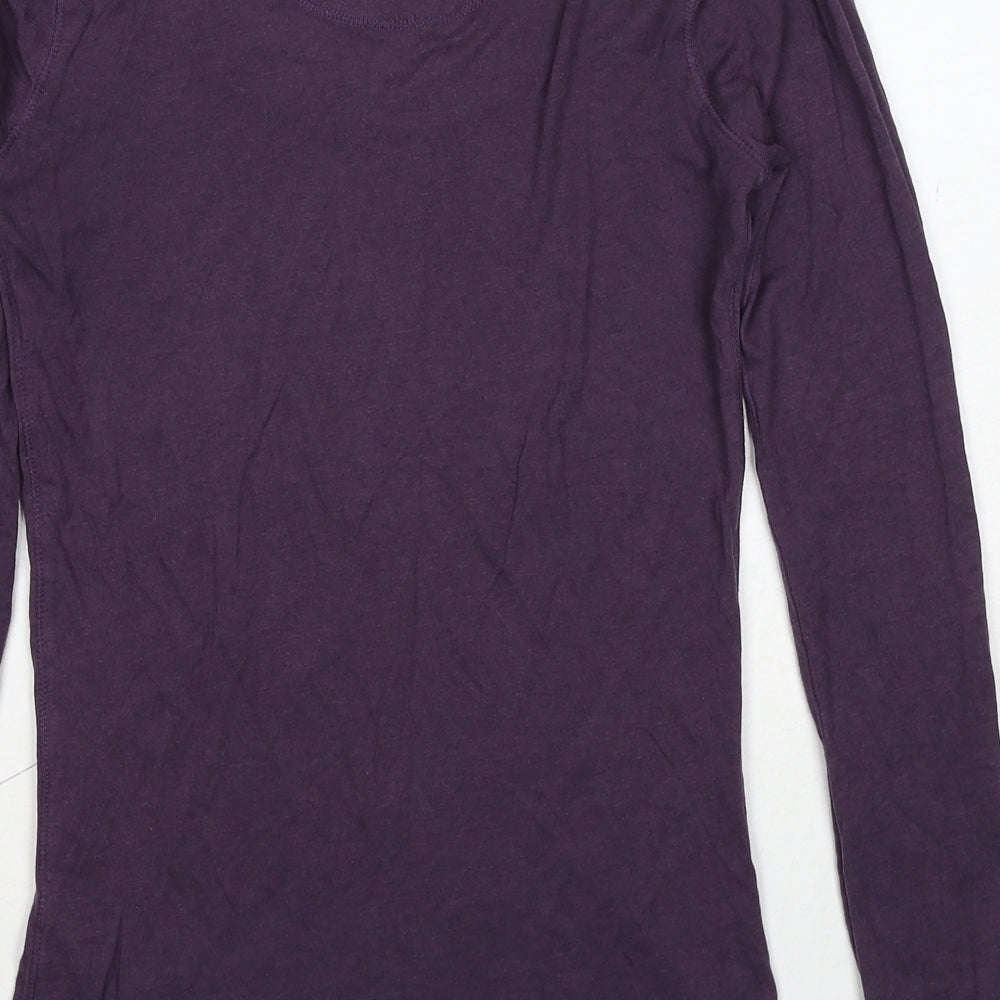 Fat Face Womens Purple Cotton Basic T-Shirt Size 6 Boat Neck