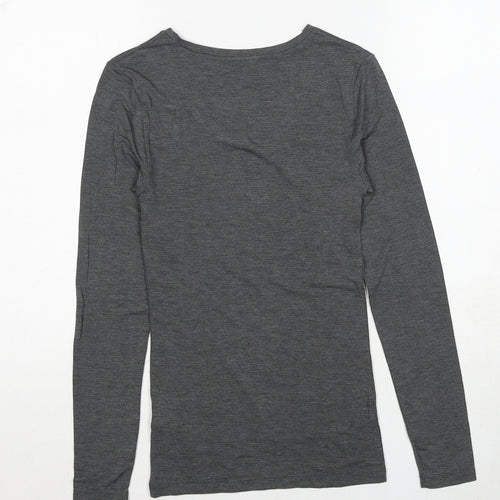 Marks and Spencer Womens Grey Acrylic Basic T-Shirt Size 8 Scoop Neck