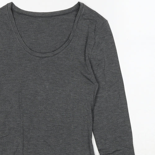 Marks and Spencer Womens Grey Acrylic Basic T-Shirt Size 8 Scoop Neck