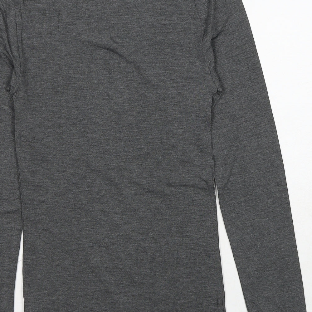 Marks and Spencer Womens Grey Acrylic Basic T-Shirt Size 8 Scoop Neck