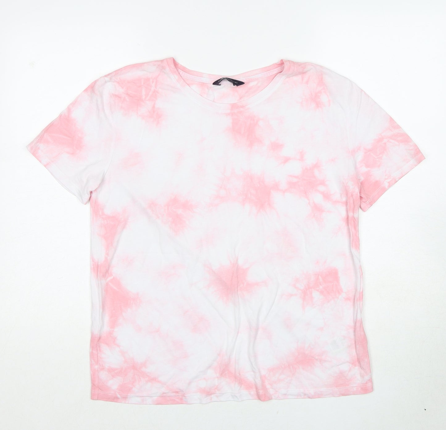 Marks and Spencer Womens Pink Viscose Basic T-Shirt Size 8 Round Neck - Tie Dye