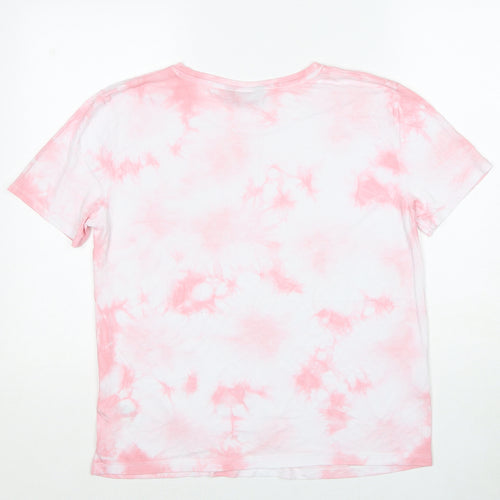 Marks and Spencer Womens Pink Viscose Basic T-Shirt Size 8 Round Neck - Tie Dye