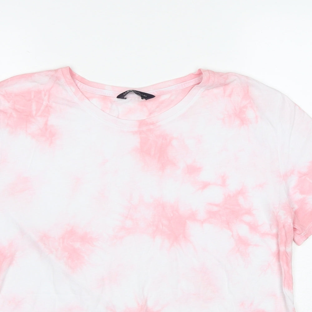 Marks and Spencer Womens Pink Viscose Basic T-Shirt Size 8 Round Neck - Tie Dye