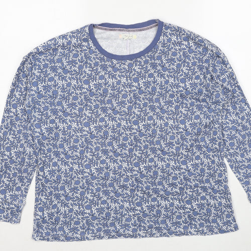 White Stuff Womens Black Floral Cotton Basic T-Shirt Size 12 Round Neck