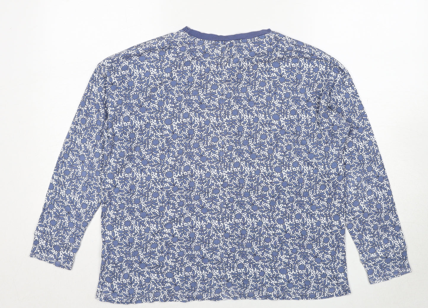 White Stuff Womens Black Floral Cotton Basic T-Shirt Size 12 Round Neck
