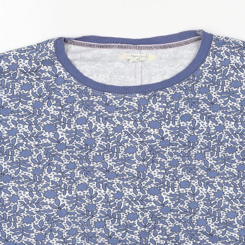 White Stuff Womens Black Floral Cotton Basic T-Shirt Size 12 Round Neck