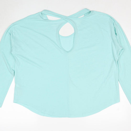 Marks and Spencer Womens Blue Polyester Basic T-Shirt Size 20 Round Neck