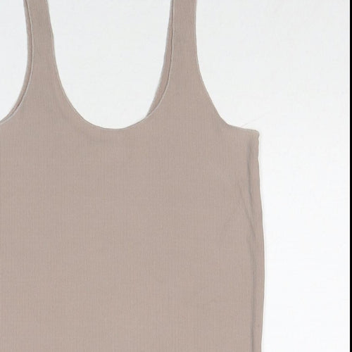 Zara Womens Beige Polyester Basic Tank Size S Round Neck