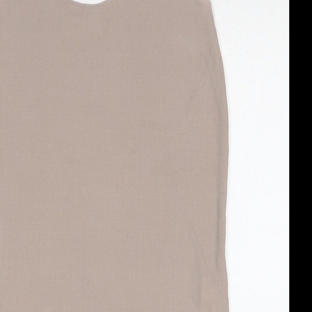 Zara Womens Beige Polyester Basic Tank Size S Round Neck