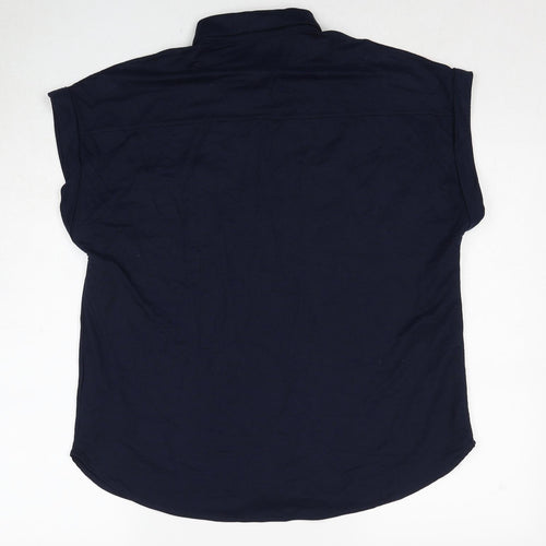 Marks and Spencer Womens Blue Viscose Basic Button-Up Size 10 Collared