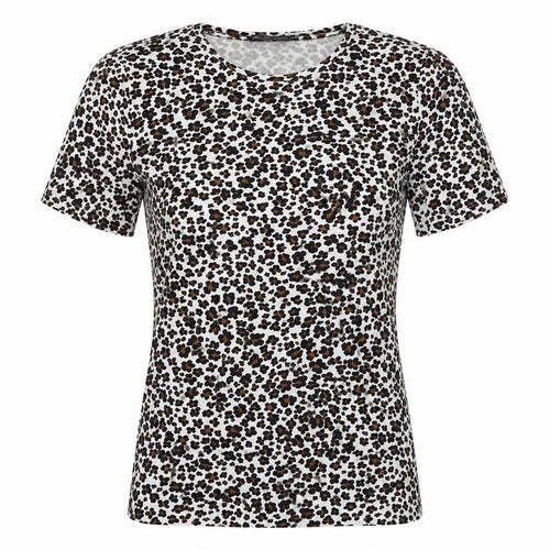 Marks and Spencer Womens Multicoloured Animal Print Cotton Basic T-Shirt Size 6 Crew Neck - Leopard Print