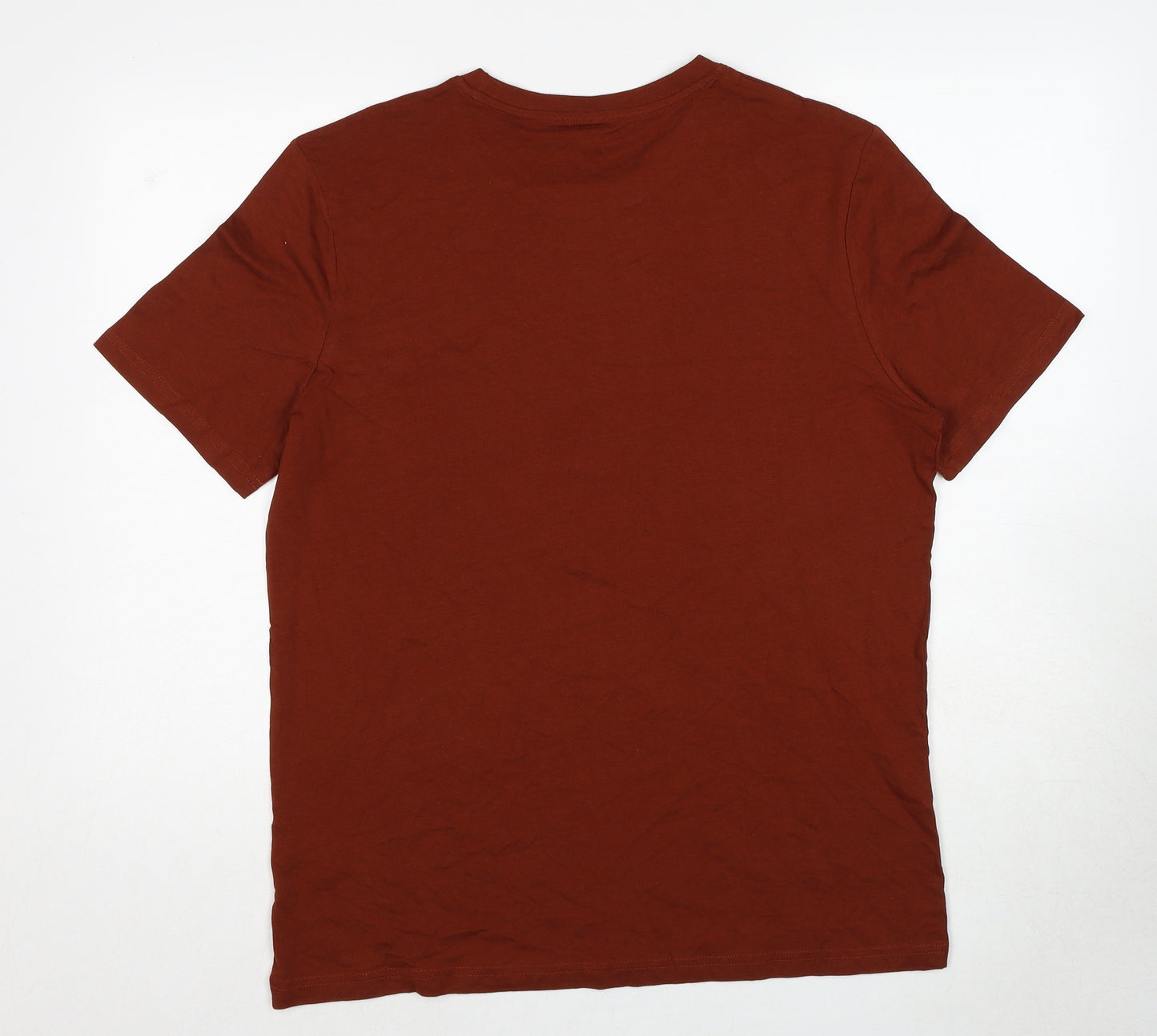 Marks and Spencer Mens Brown Cotton T-Shirt Size L Round Neck