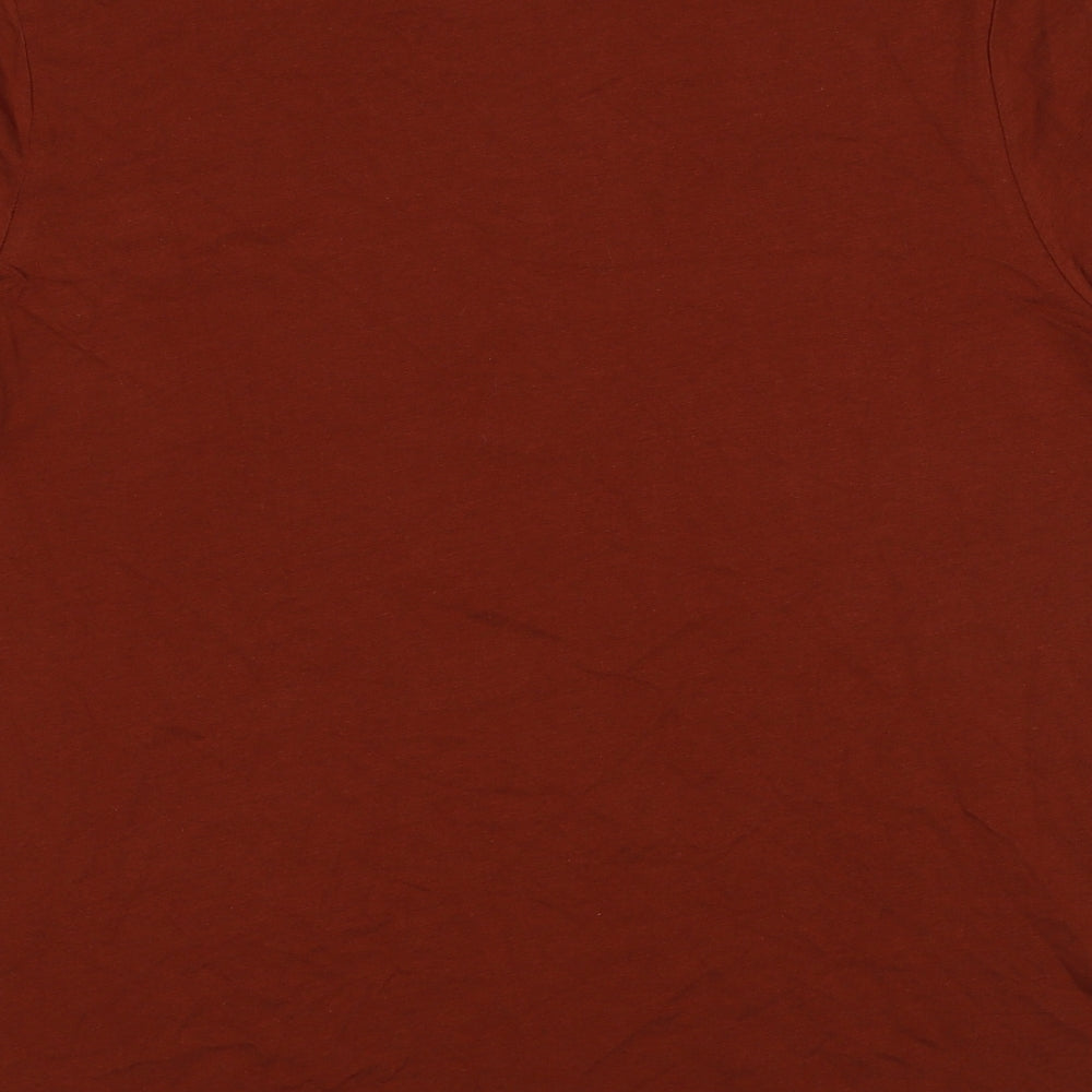 Marks and Spencer Mens Brown Cotton T-Shirt Size L Round Neck