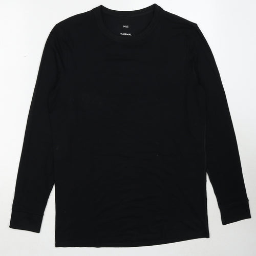 Marks and Spencer Mens Black Acrylic T-Shirt Size L Round Neck