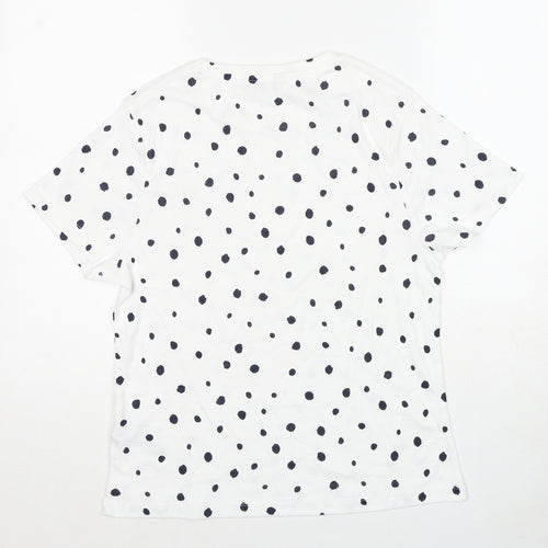 Marks and Spencer Womens White Animal Print Cotton Basic T-Shirt Size 16 Round Neck - Dalmatian Print