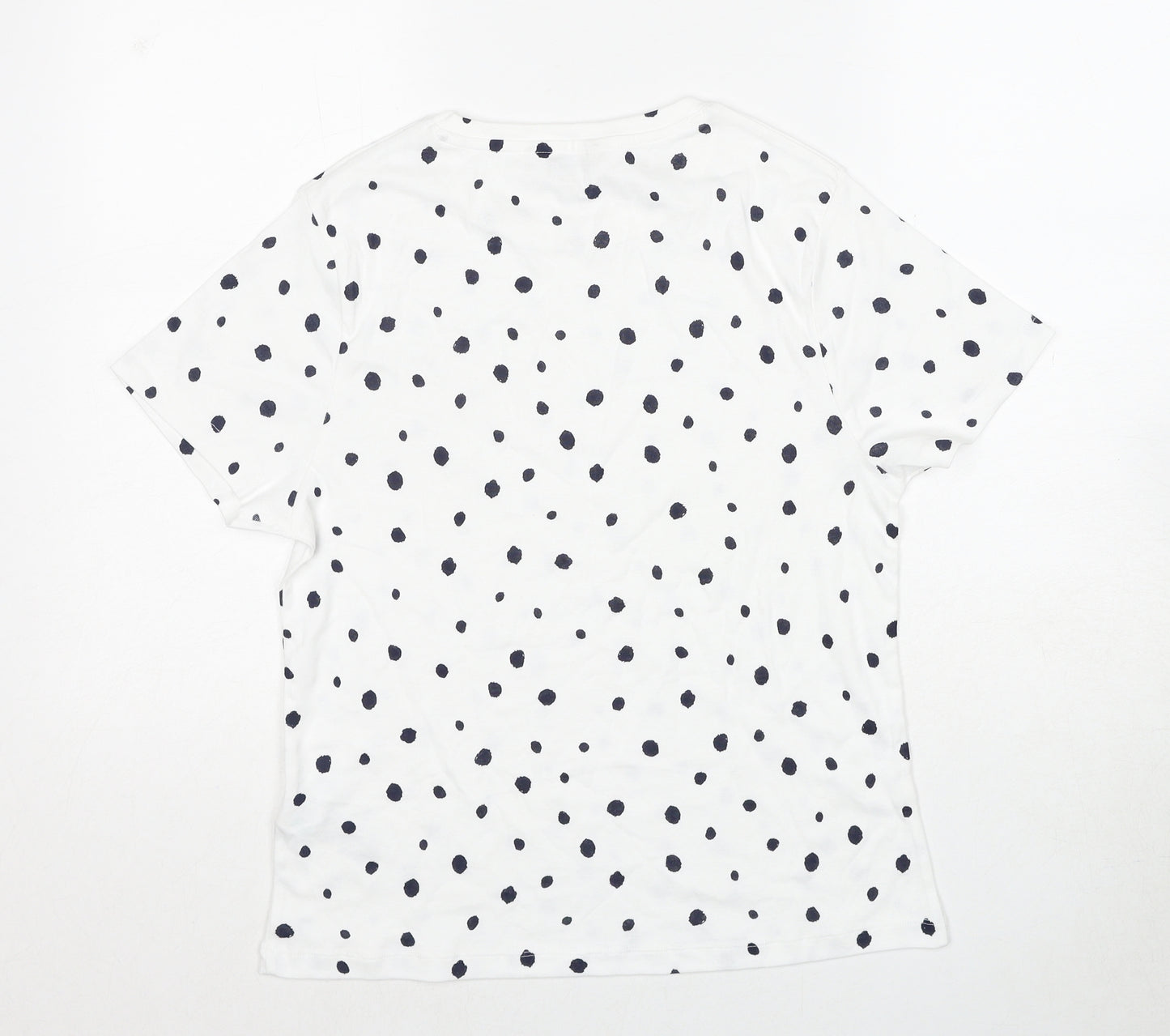 Marks and Spencer Womens White Animal Print Cotton Basic T-Shirt Size 16 Round Neck - Dalmatian Print