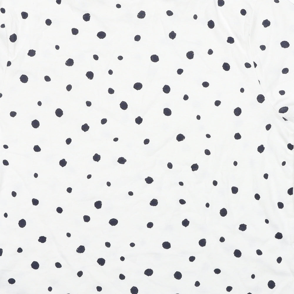 Marks and Spencer Womens White Animal Print Cotton Basic T-Shirt Size 16 Round Neck - Dalmatian Print