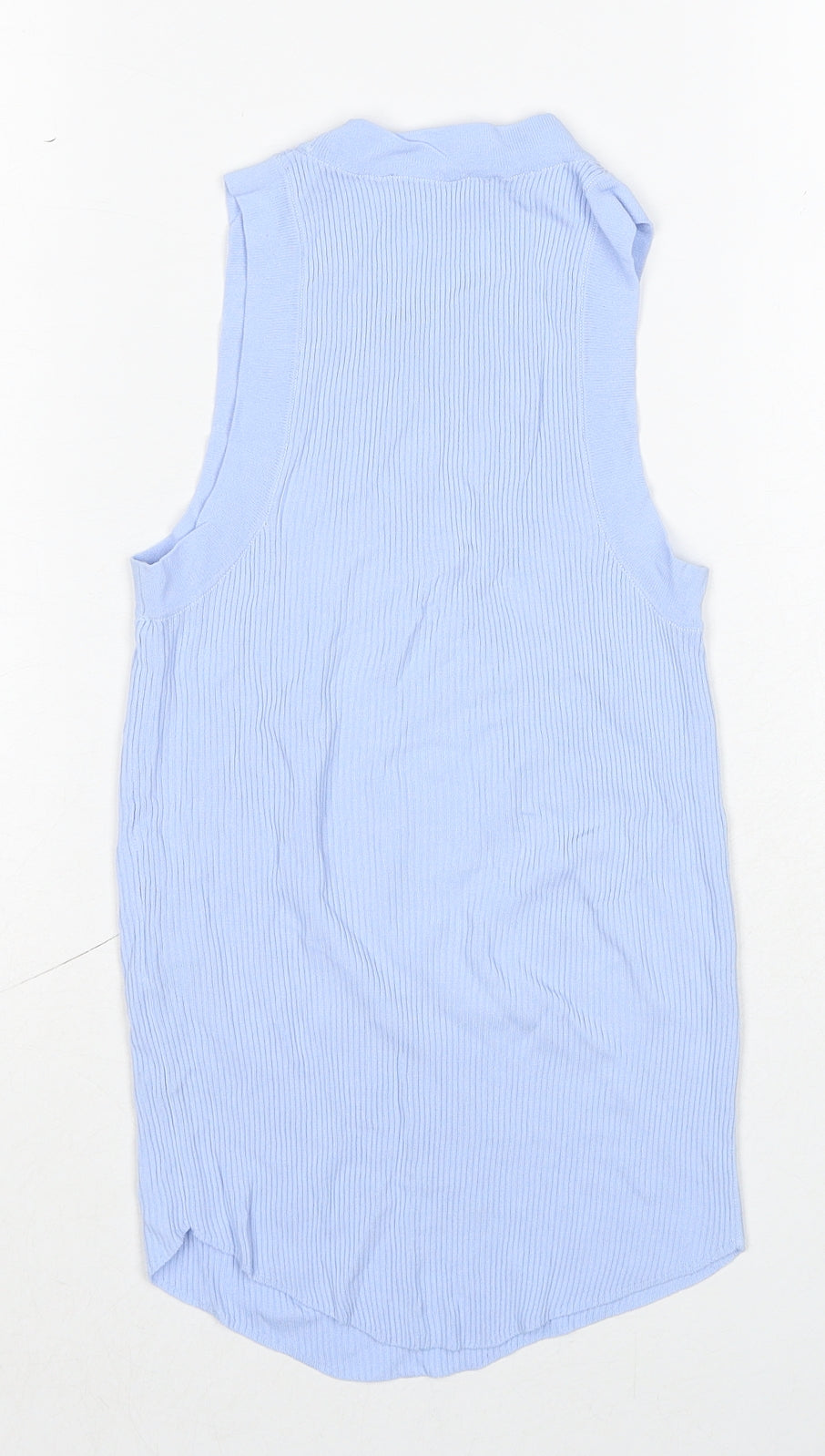 Zara Womens Blue Viscose Basic Tank Size M Round Neck - Ribbed