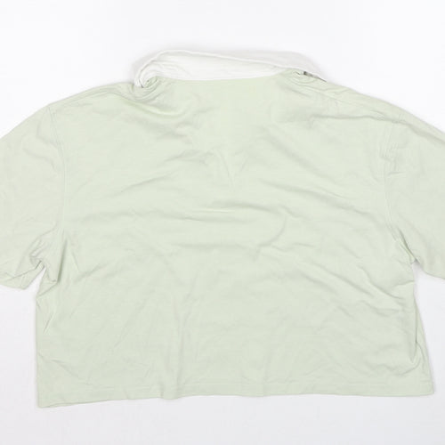 H&M Girls Green Cotton Cropped T-Shirt Size 14-15 Years Collared Pullover - Colorado