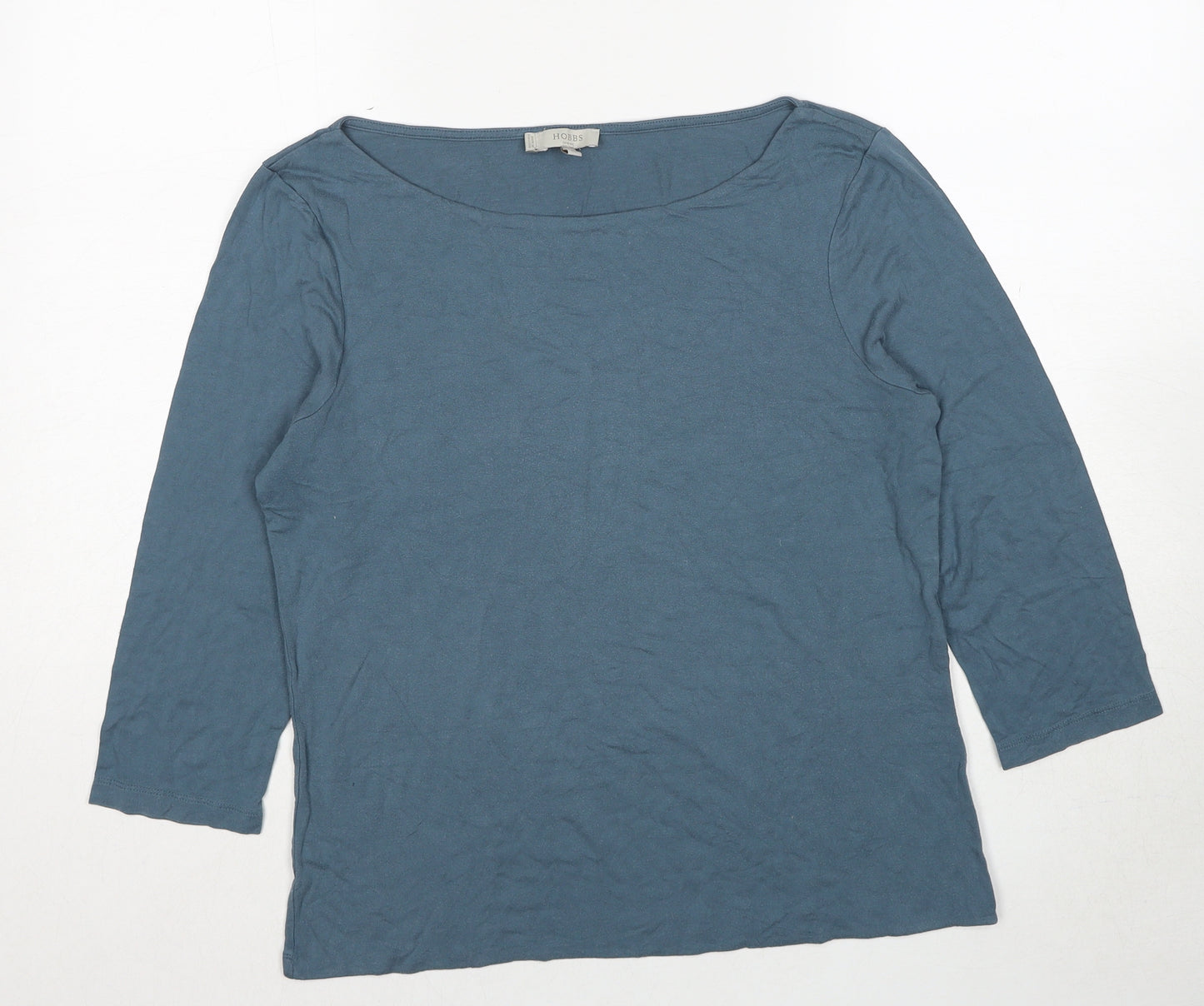 Hobbs Womens Blue Viscose Basic T-Shirt Size XL Boat Neck