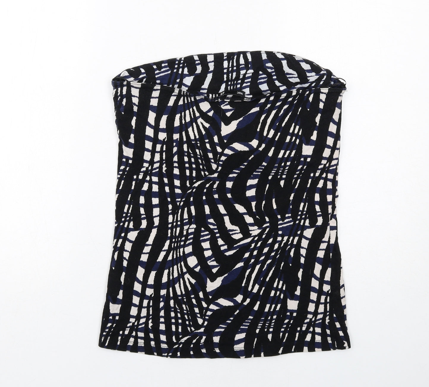 H&M Womens Multicoloured Geometric Cotton Basic Blouse Size L Square Neck - Strapless