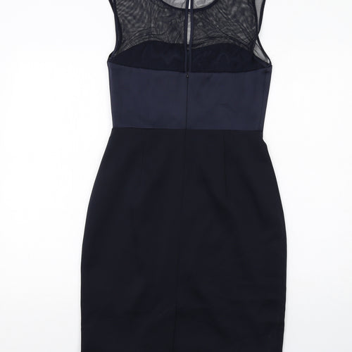 Reiss Womens Blue Polyester A-Line Size 8 Round Neck Zip