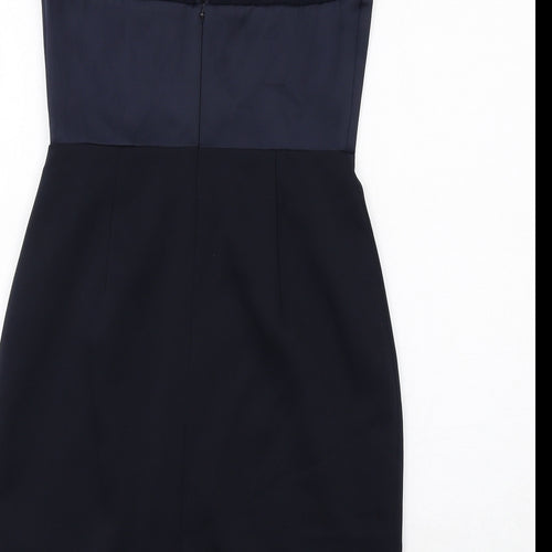 Reiss Womens Blue Polyester A-Line Size 8 Round Neck Zip