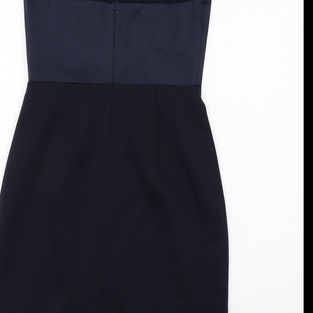 Reiss Womens Blue Polyester A-Line Size 8 Round Neck Zip