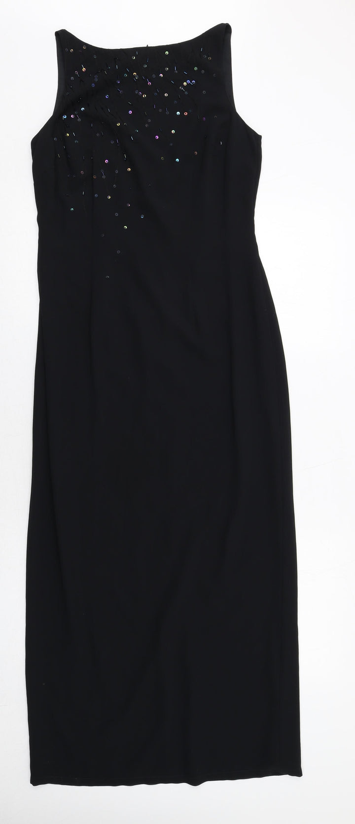 Marks and Spencer Womens Black Polyester Pencil Dress Size 10 Round Neck Zip