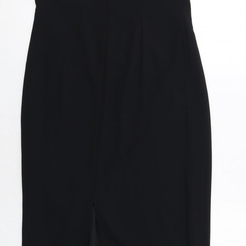 Marks and Spencer Womens Black Polyester Pencil Dress Size 10 Round Neck Zip