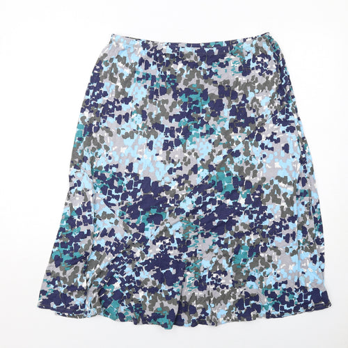 Marks and Spencer Womens Blue Geometric Viscose Swing Skirt Size 18