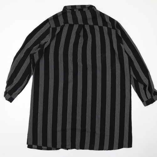 New Look Womens Black Striped Polyester Shirt Dress Size 26 Collared Button