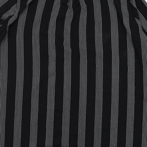 New Look Womens Black Striped Polyester Shirt Dress Size 26 Collared Button